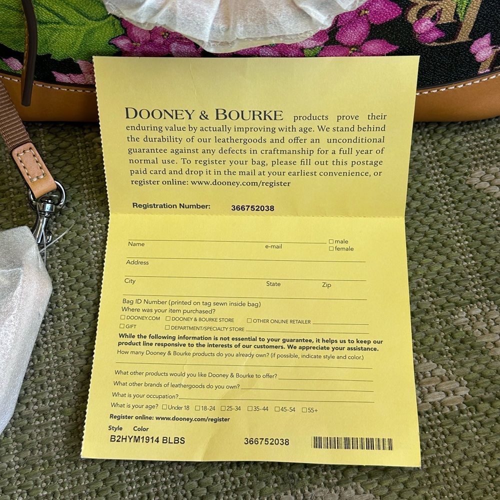 Dooney & Bourke Hydrangea Black Monogram Domed Zip Satchel NWT - Picture 13 of 15